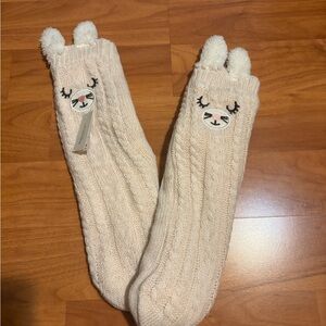 Francesca's Collections Cream Llama Socks